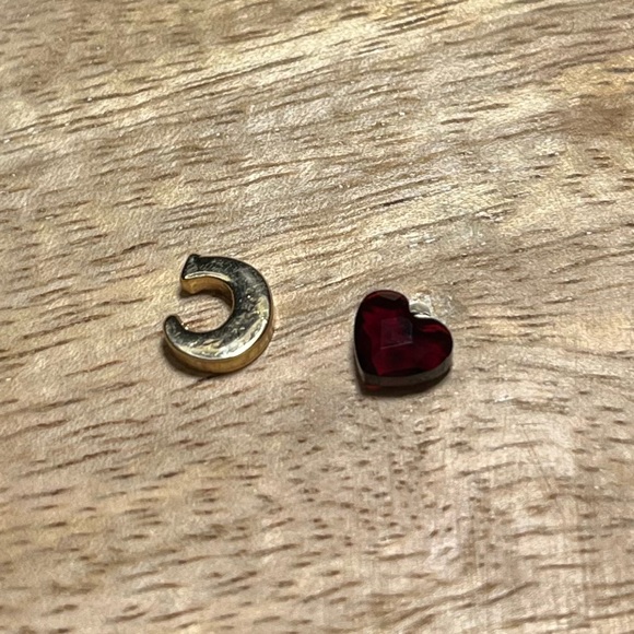 Origami Owl Gold Initial Letter Crystal “C” Charm & Red Crystal Heart Charm - Picture 9 of 9